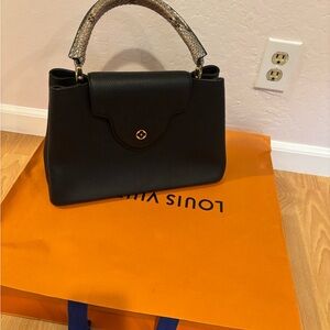 Louis Vuitton Black Satchel with Snakeskin Handle